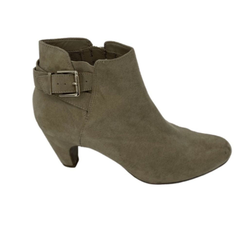 Sam & Libby Faux Suede Side Zip Buckle Heeled Booties
